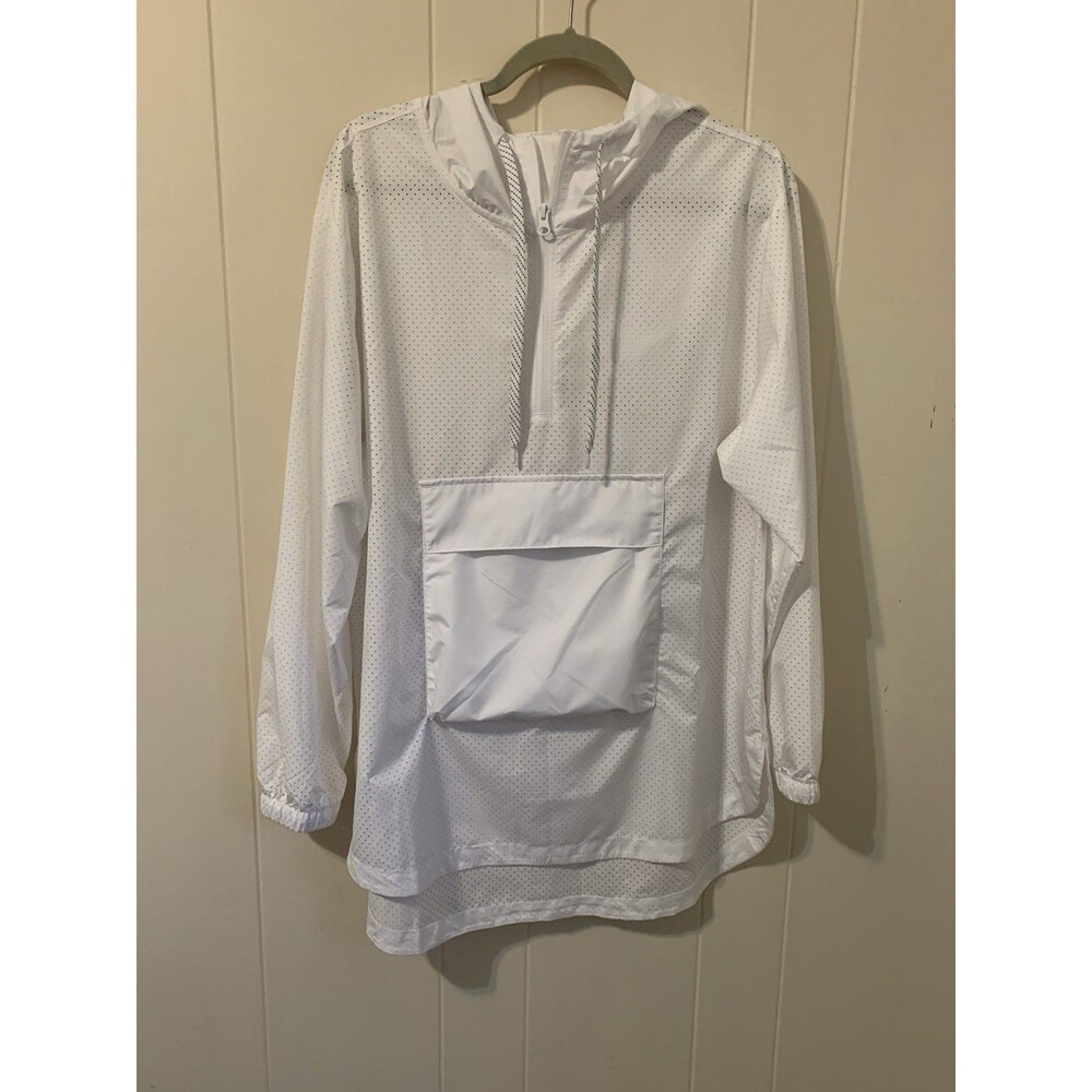 Zella White Hooded Pullover Windbreaker Jacket